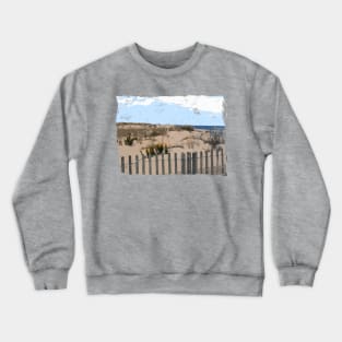 Lispe Beach Dune with Fence Crewneck Sweatshirt